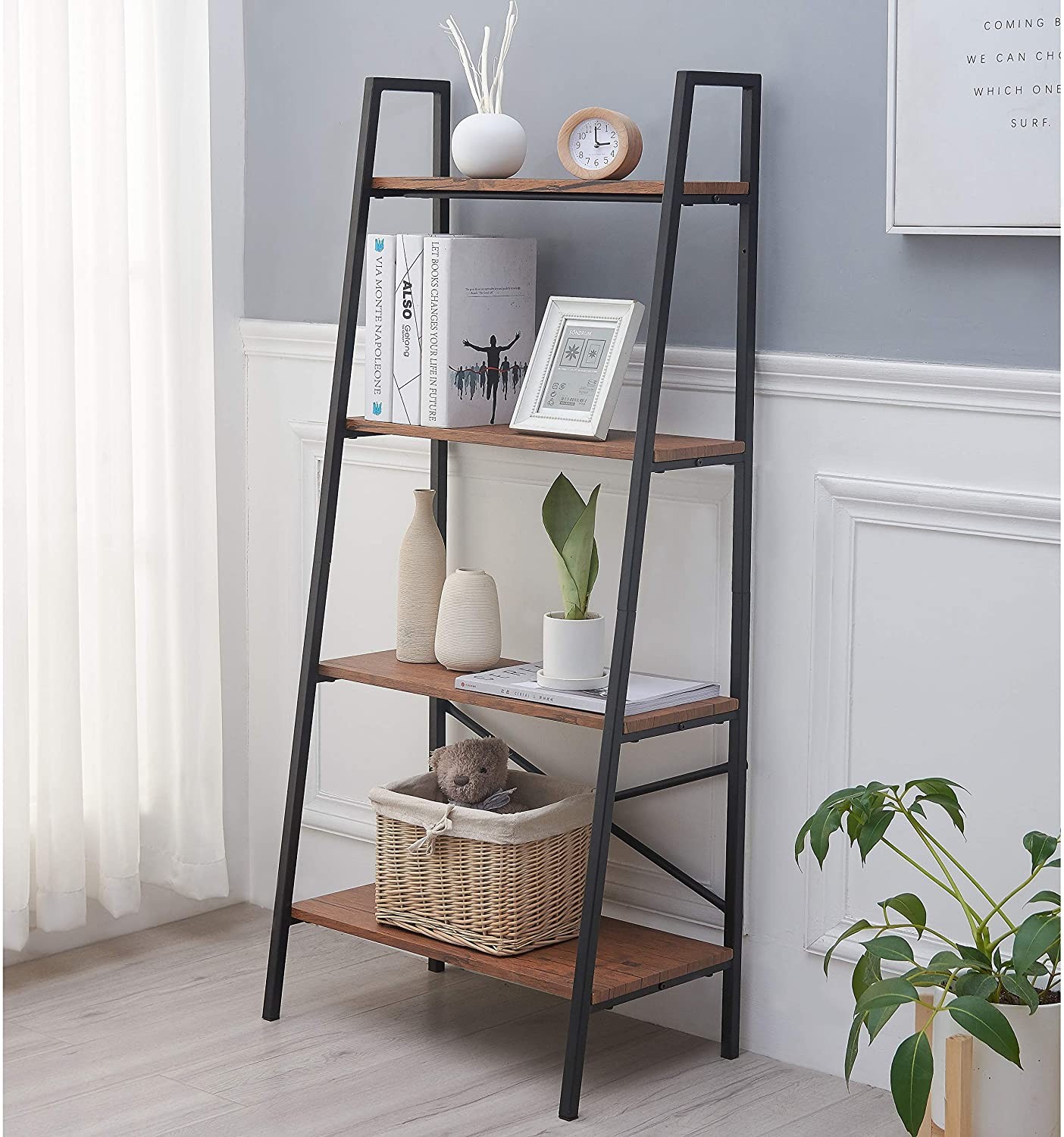 DEWEL 4-Shelf Ladder Shelf