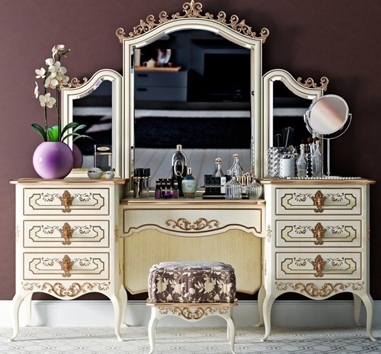 Solid Wood Brass Dressing Table