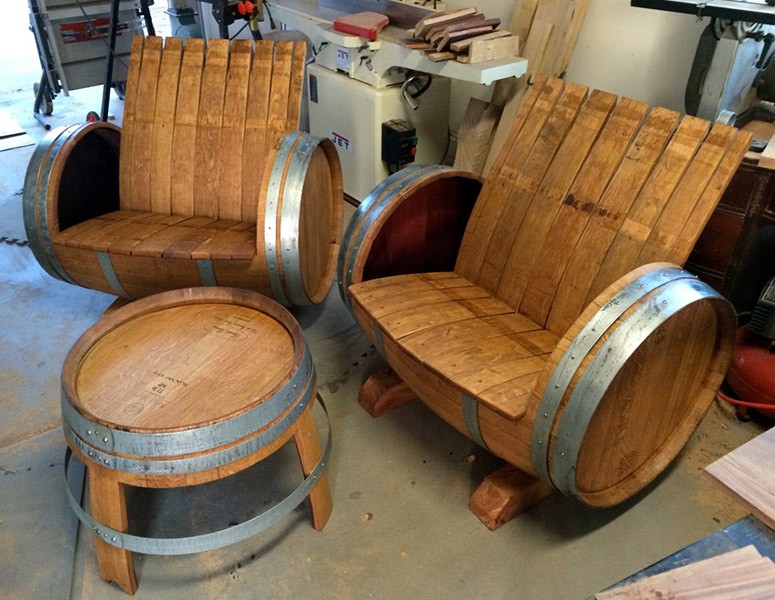 Wine Barrel Chairs and Table